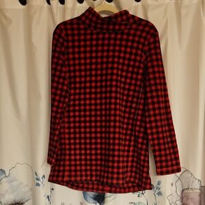 Lands' End Red and Black Plaid Shirt